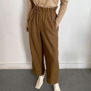 Oak + Fort Olive High Waist Paper Bag Pants